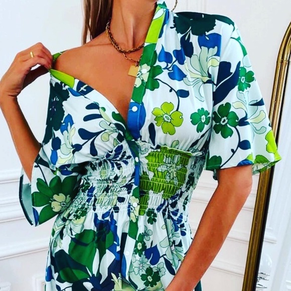 NWT MOD RETRO 1960’s STYLE PSYCHEDELIC FLORAL BRIGHT COLOR SHIRT DRESS L - Picture 5 of 8